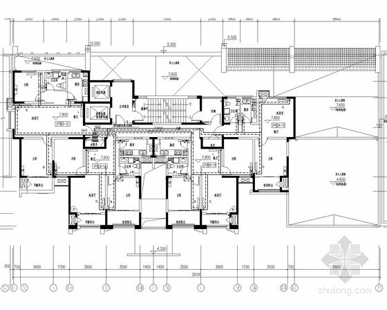 [北京]住宅安置工程散热器采暖通风系统设计施工图（含幼儿园）-标准层采暖平面图 