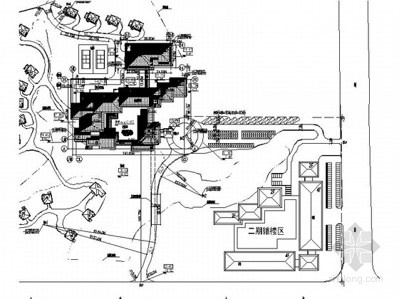 [江西]中式庭院6层宾馆建筑施工图-中式庭院6层宾馆建筑总平图 