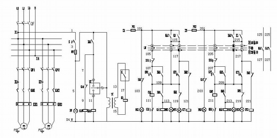 换热站循环泵原理图资料下载-热水循环泵控制原理图（一用一备）