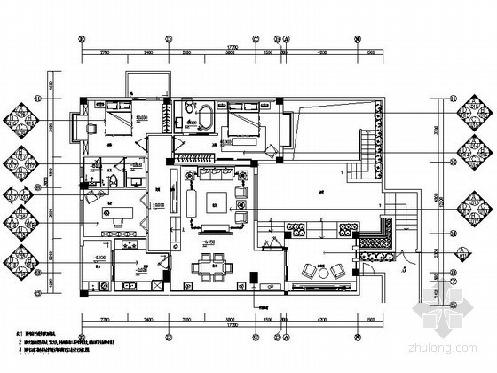 旧房室内改造施工图资料下载-[厦门]情景洋房样板房室内施工图