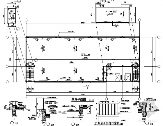 [温州]某公路五层枢纽站（库房）建筑施工套图-屋顶平面图