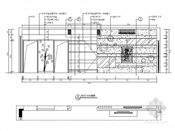 [安徽]精装现代四居室室内装修施工图（含效果）-客餐厅立面图 