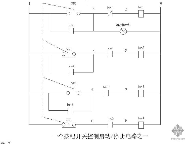 开关控制接线原理图资料下载-按钮开关启动（停止）控制原理图