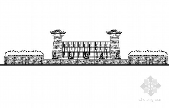 小区入口景墙SU资料下载-入口流水墙喷水池施工详图
