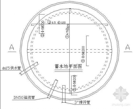 100米机井设计图资料下载-某直径5.8米圆形水池设计图