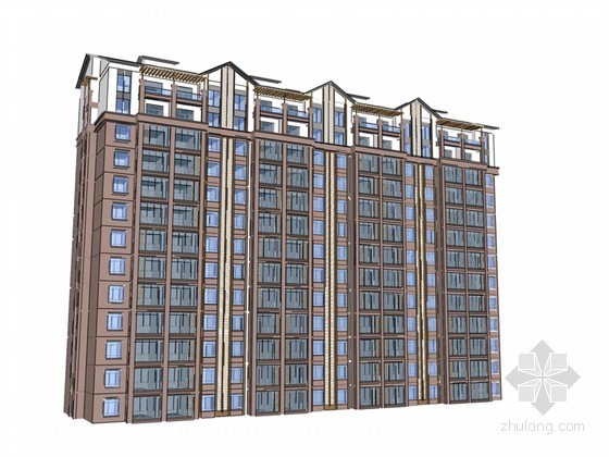 参数化设计多层住宅楼资料下载-多层住宅楼SketchUp模型下载