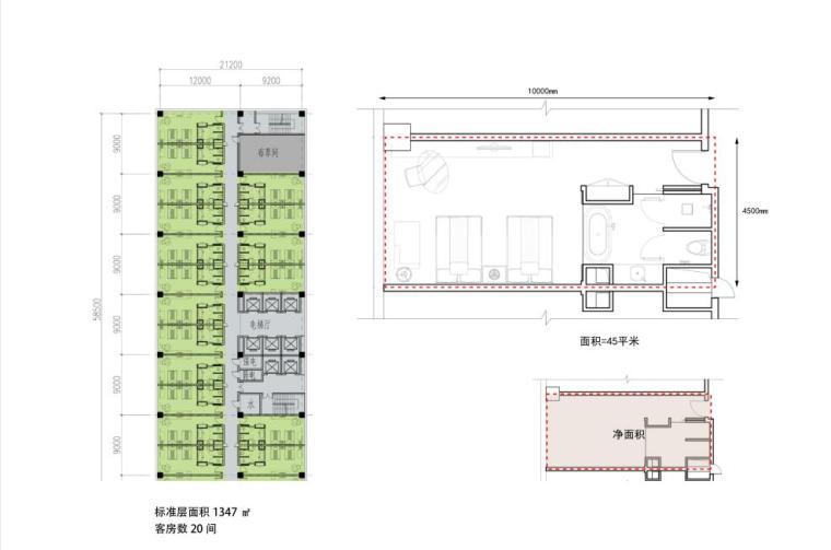 [吉林]某友好酒店概念方案设计-标准客房平面放大图
