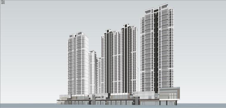 [四川]成都知名地产居住区现代商业+高层住宅模型设计-H 11