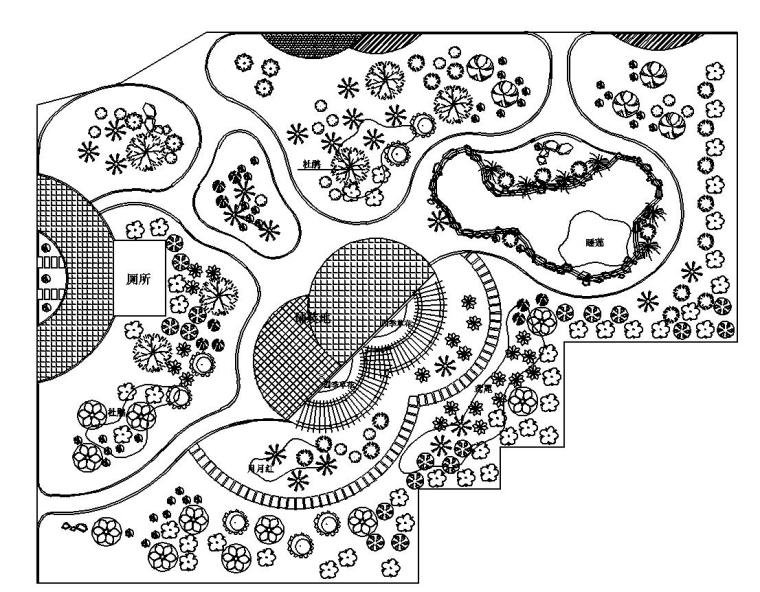 坐凳挡土墙施工图资料下载-东山头村公园环境绿化施工图设计（CAD）
