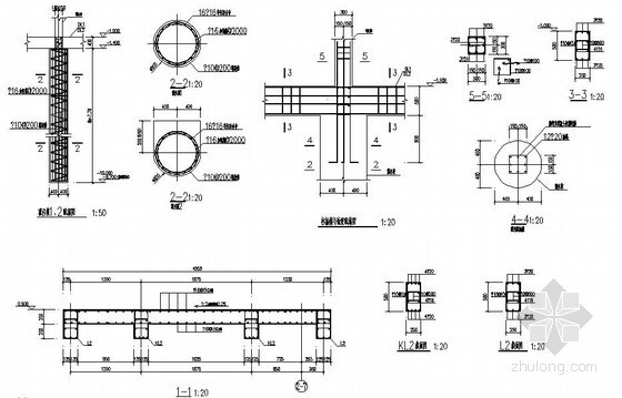 钢筋结构节点详图资料下载-某钢筋混凝土平台人工灌注桩基础结构节点详图