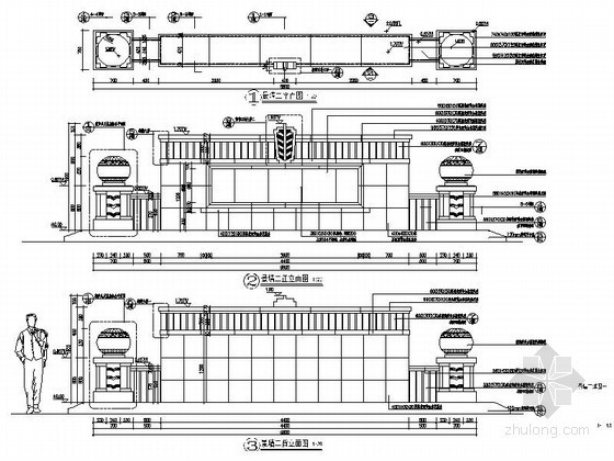 马头墙仿古建筑施工图资料下载-景墙详细设计施工图