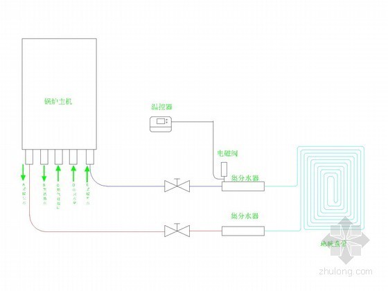 小型别墅采暖系统设计施工图-安装原理示意图（二） 