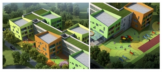 [上海]现代风格住宅小区配套16班幼儿园设计方案文本（2015年图纸）-现代风格住宅小区配套16班幼儿园效果图