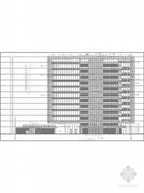 [上海]城市核心区地块高层商业建筑设计施工图（知名设计院 立面设计新颖）-城市核心区地块高层商业建筑立面图