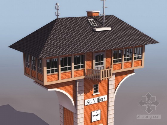 室外建筑效果图模型资料下载-山地坡顶建筑效果图模型