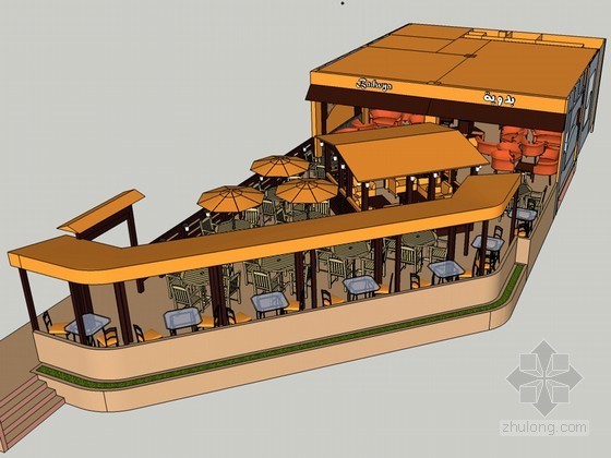 咖啡店建筑SketchUp模型下载-咖啡店建筑 