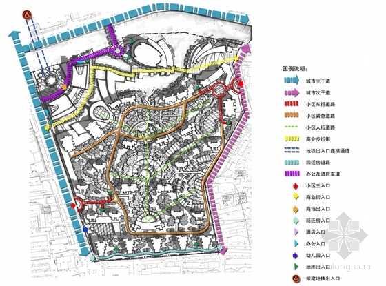 [辽宁]三面环水地块城市综合体设计方案文本-三面环水地块城市综合体分析图