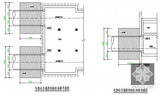 [北京]地铁工程直径6.14m加泥式土压平衡盾构机盾构施工方案91页-接收井端头加固区示意图