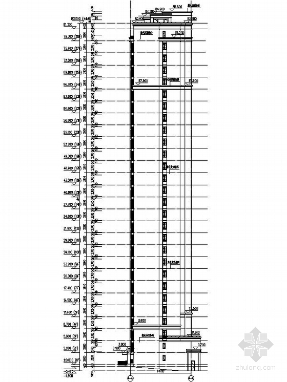 28层新古典风格商住楼建筑设计施工图（2015年6月图纸 推荐参考）-28层新古典风格商住楼建筑立面图