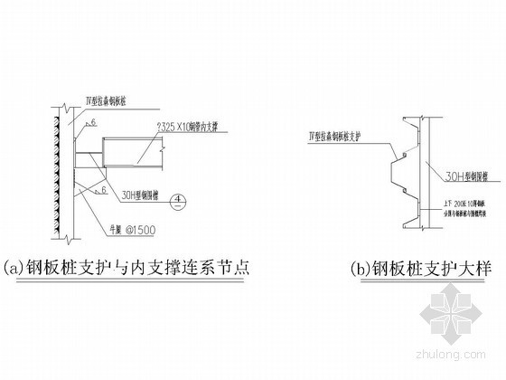 建筑钢板桩支护资料下载-钢板桩支护与内支撑连系节点