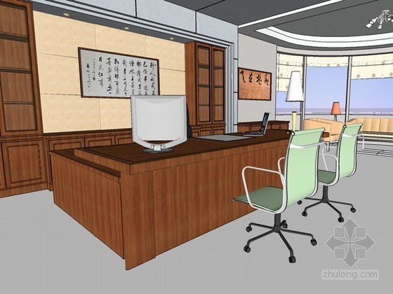 小型经理办公室设计资料下载-经理办公室SketchUp模型下载