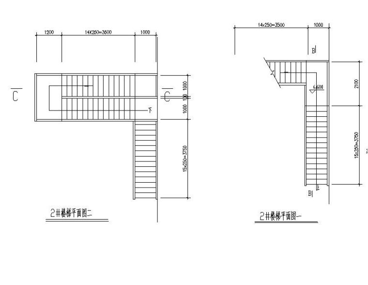 钢结构平屋面剖面图资料下载-简单式钢结构楼梯平面立面剖面图