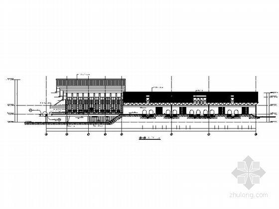 [湖南]三层古典风格市级中型火车站建筑施工图-三层古典风格市级中型火车站建筑立面图
