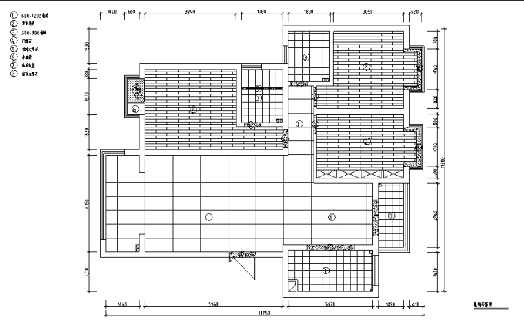 [河南]洛阳130平米中式风格样板房设计施工图（附效果图）-地面布置图