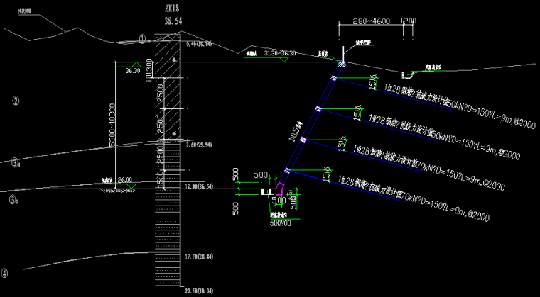 预应力锚索格构梁设计资料下载-某岩土质边坡格构梁+预应力锚索（杆）+放坡支护工程施工图