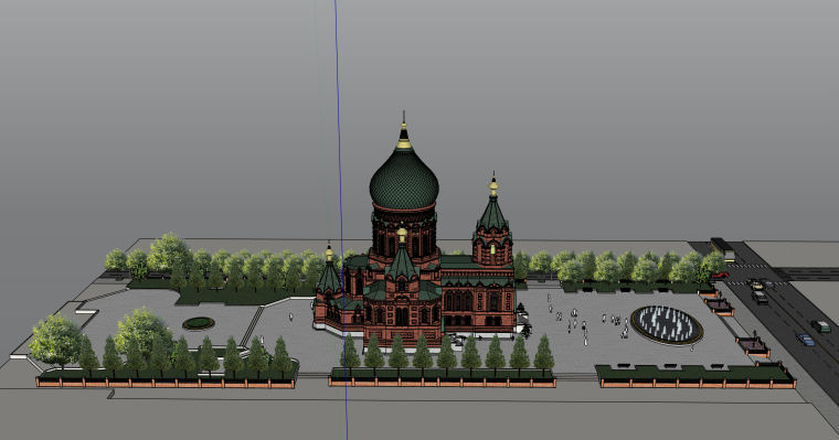 哈尔滨效果图设计资料下载-哈尔滨圣索菲亚大教堂建筑设计模型