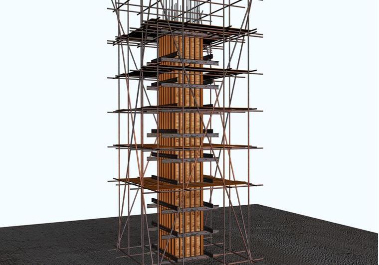 [安徽]厂房工程施工组织设计（技术标，114页）-柱子模板效果图