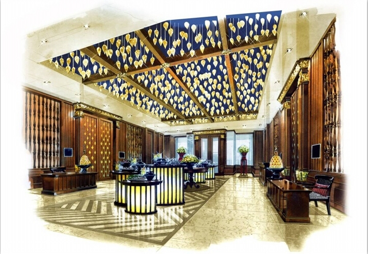中式酒店手绘效果图资料下载-超精细室内手绘效果图
