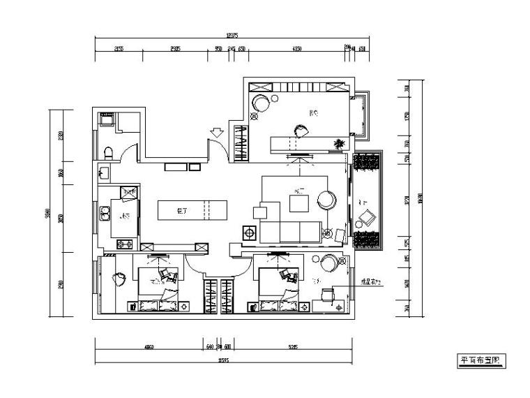 现代风格雅间样板房设计CAD施工图（含效果图、3D模型）平面图