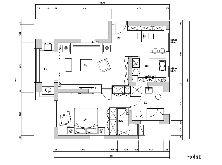 小户型公寓装修效果图资料下载-[江苏]现代奢华常熟四季花园公寓房设计施工图（附效果图）