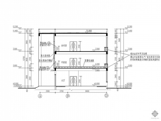 某三层办公综合楼建筑施工图（含效果图）- 