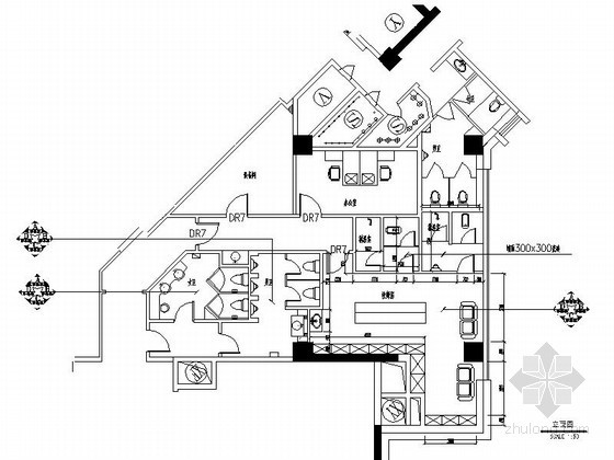 上下层楼房室内装修资料下载-桑拿技师房室内装修设计图