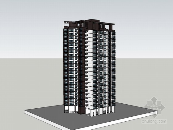 高层住宅pkpm模型资料下载-高层住宅建筑SketchUp模型下载