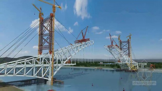 劲性骨架拱桥施工动画图片