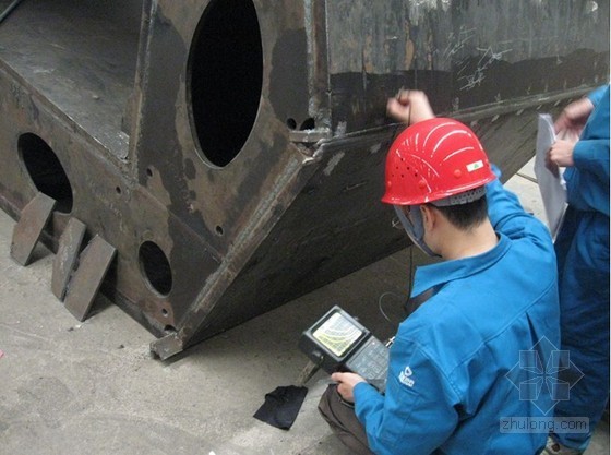 超厚八边型钢箱柱加工及焊接施工工法-焊缝超声波探伤 