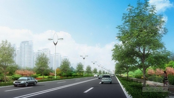 新规范设计城市次干路全套施工图（绿化）-道路绿化 