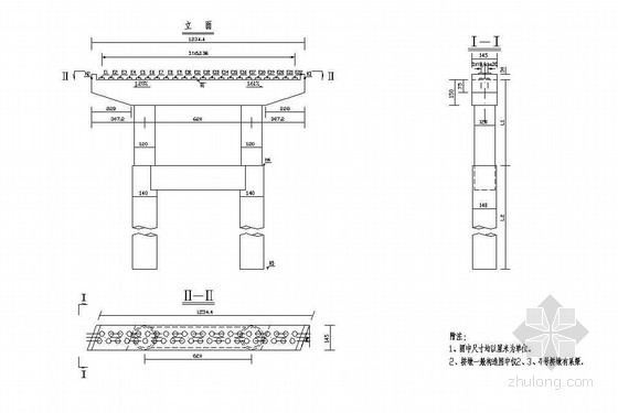 简支梁桥墩构造资料下载-7x20m预应力混凝土空心板桥墩一般构造节点详图设计