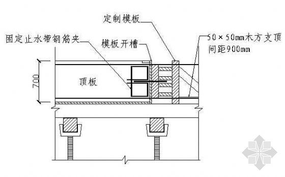 顶板不设缝的措施资料下载-顶板施工缝模板安装示意图