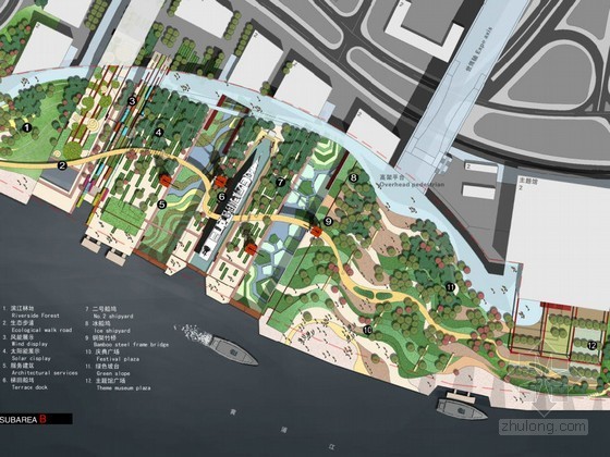 现代广场绿地景观资料下载-[上海]广场滨江绿地景观总体规划设计方案
