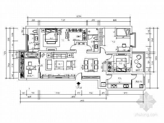 家装三居室施工图资料下载-现代家装三居室装修施工图