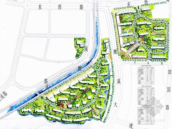 [湖南]简欧风格高层住宅小区规划与景观设计方案文本-简欧风格高层住宅小区规划总平面图 