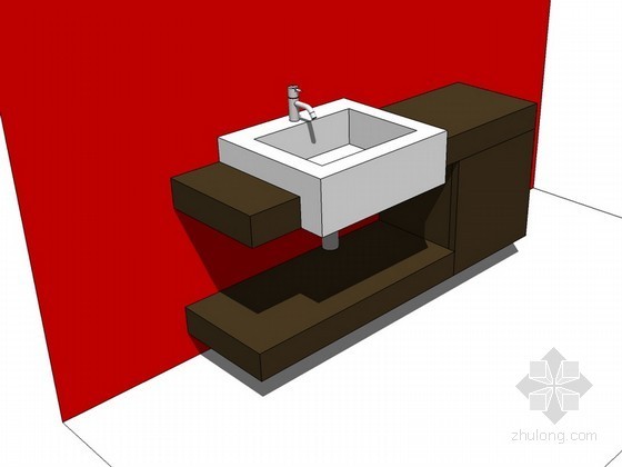 盆su模型资料下载-现代卫生间洗手盆SketchUp模型