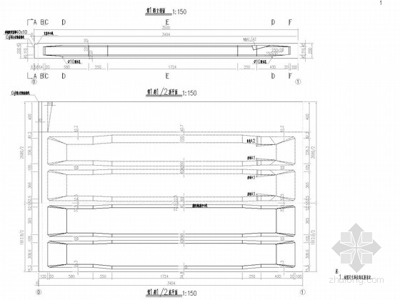 [福建]27米宽单箱四室斜腹式预应力混凝土连续箱梁高架桥设计图217张-第一联（2x35）m箱梁一般构造图 