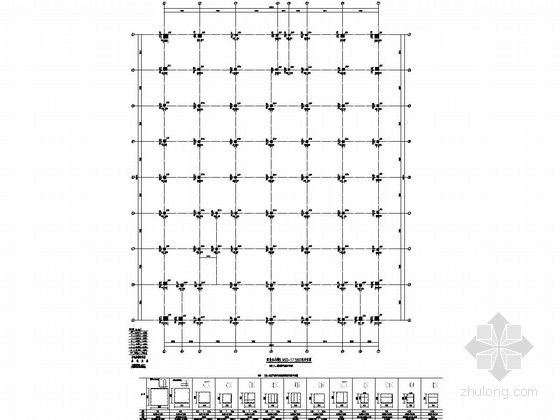 [浙江]地上五层框架结构商业办公楼地上部分结构施工图-商业办公楼8.950~17.550柱定位图 