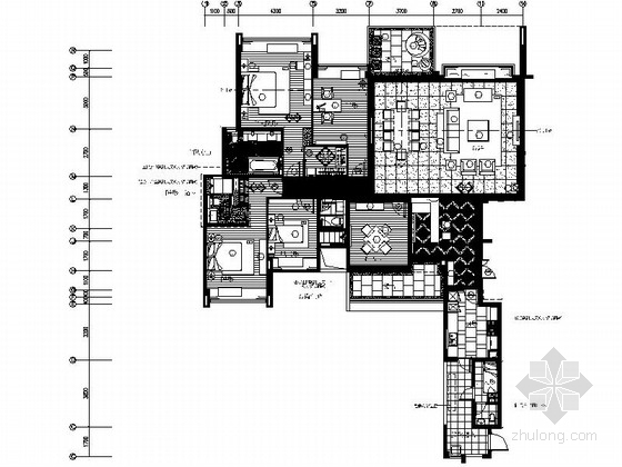 五居室小区资料下载-[成都]高档现代五居室样板间装修施工图