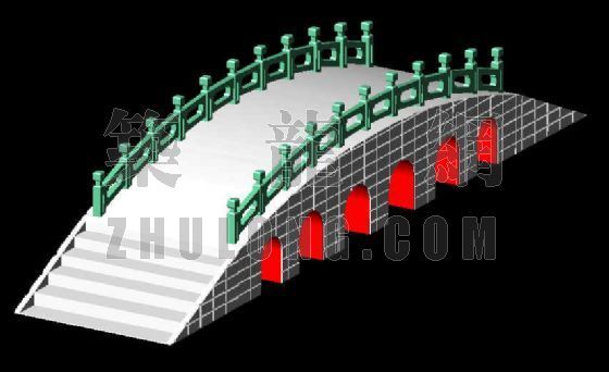 带顶小型桥效果图资料下载-三维拱形桥设计效果图
